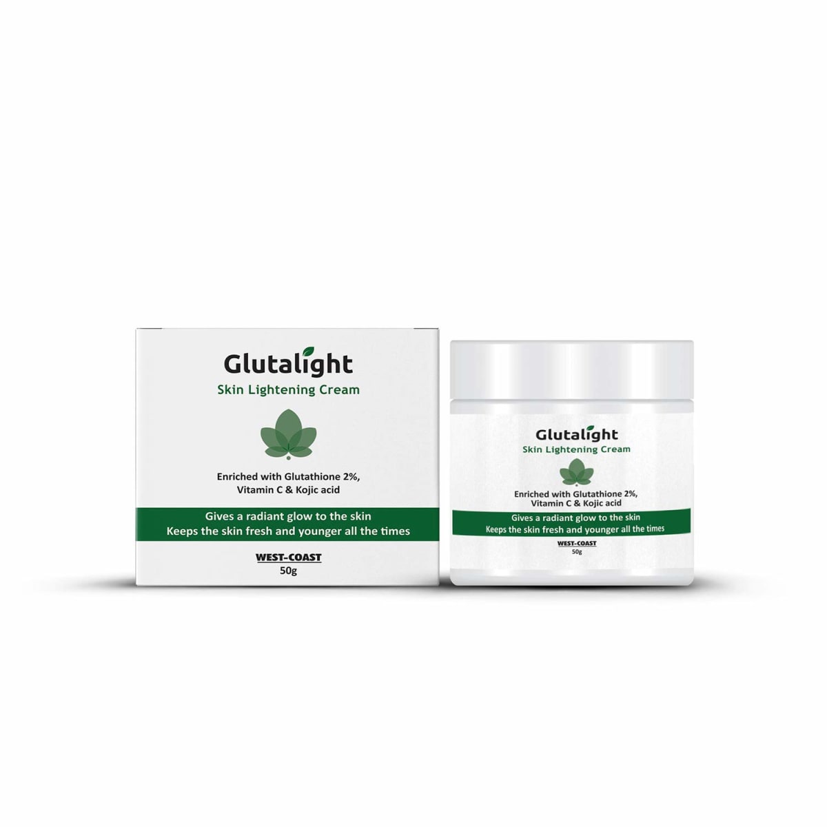 Glutalight Skin Lightening Cream with 2% Glutathione, 5% Vitamin C, 1% Kojic Acid, 3% Papaya Extract |For Glowing and Smoother Skin -50g