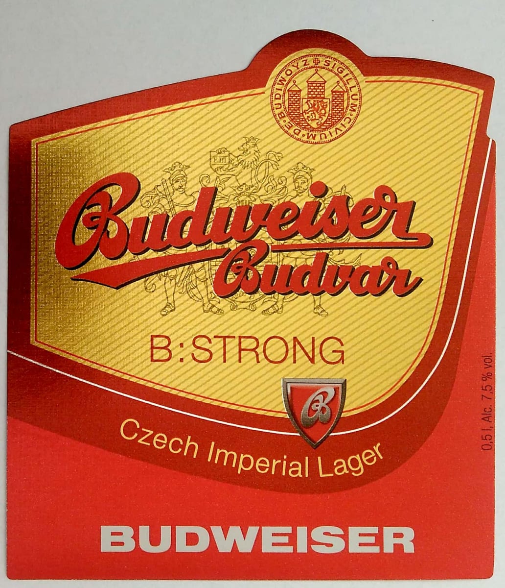 Budweiser Budvar B STRONG Czech Imperial Lager 0,5l Budweiser Etk. A