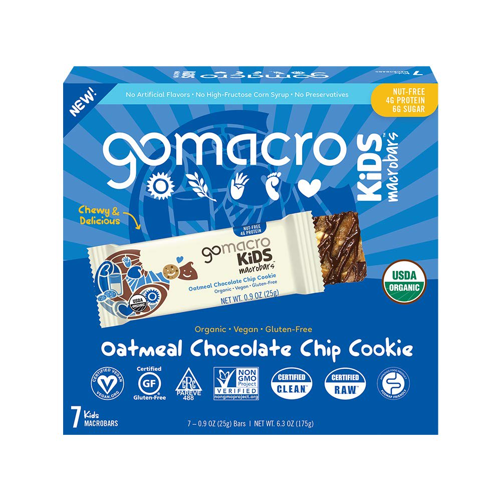 Kids MacroBar Organic Vegan Snack Bars - Oatmeal Chocolate Chip Cookie