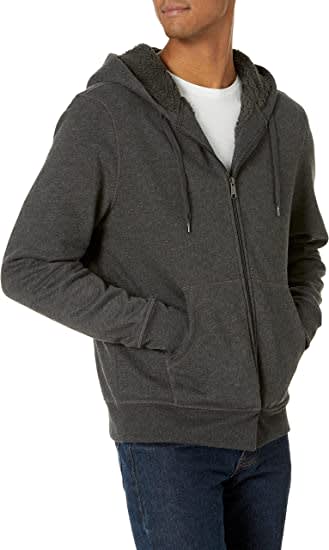 Men's Sherpa-Lined Full-Zip Hooded Fleece Sweatshirt