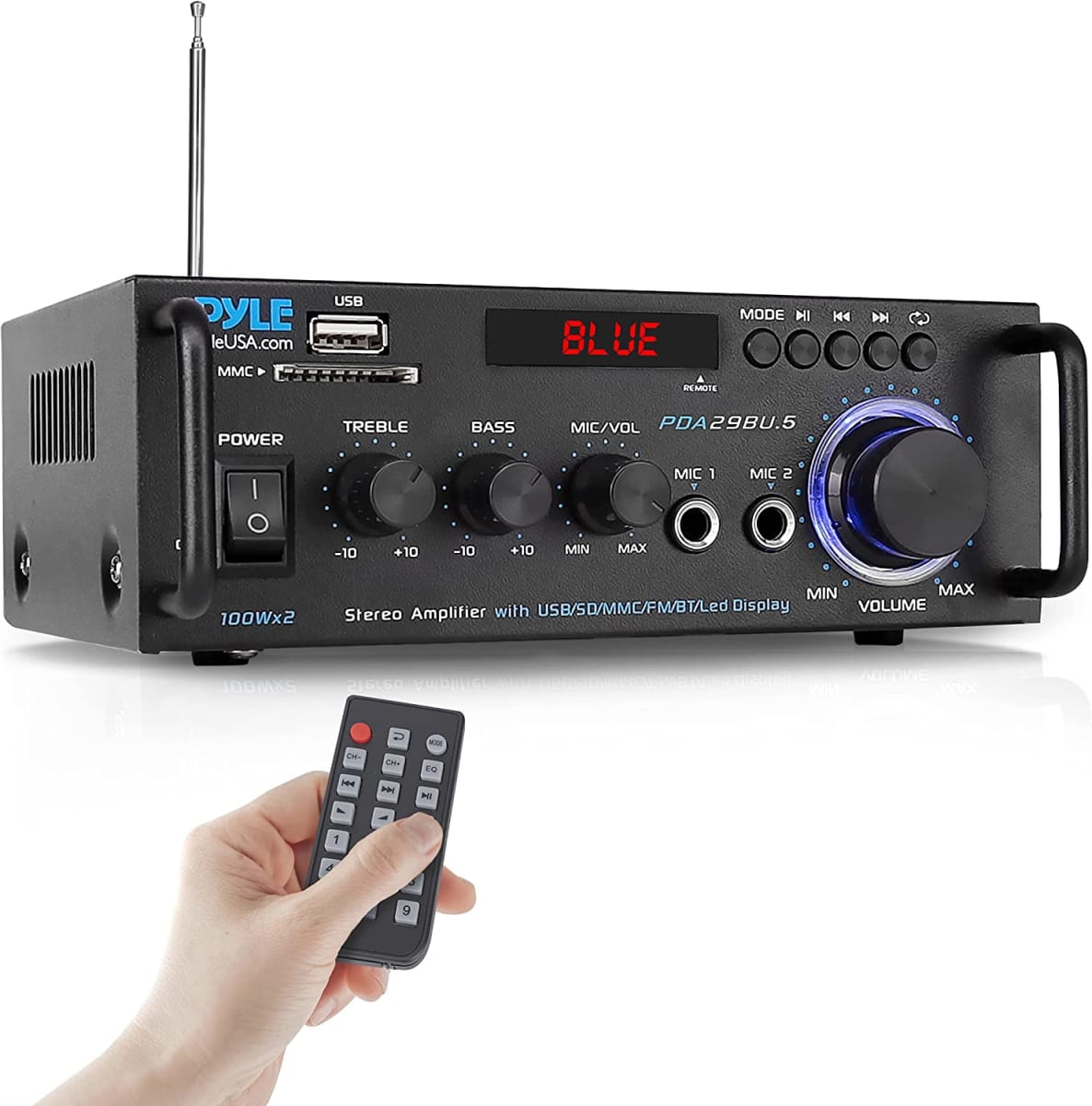 Wireless Bluetooth Stereo Power Amplifier - 200W Dual Channel Sound Audio Stereo Receiver w/RCA