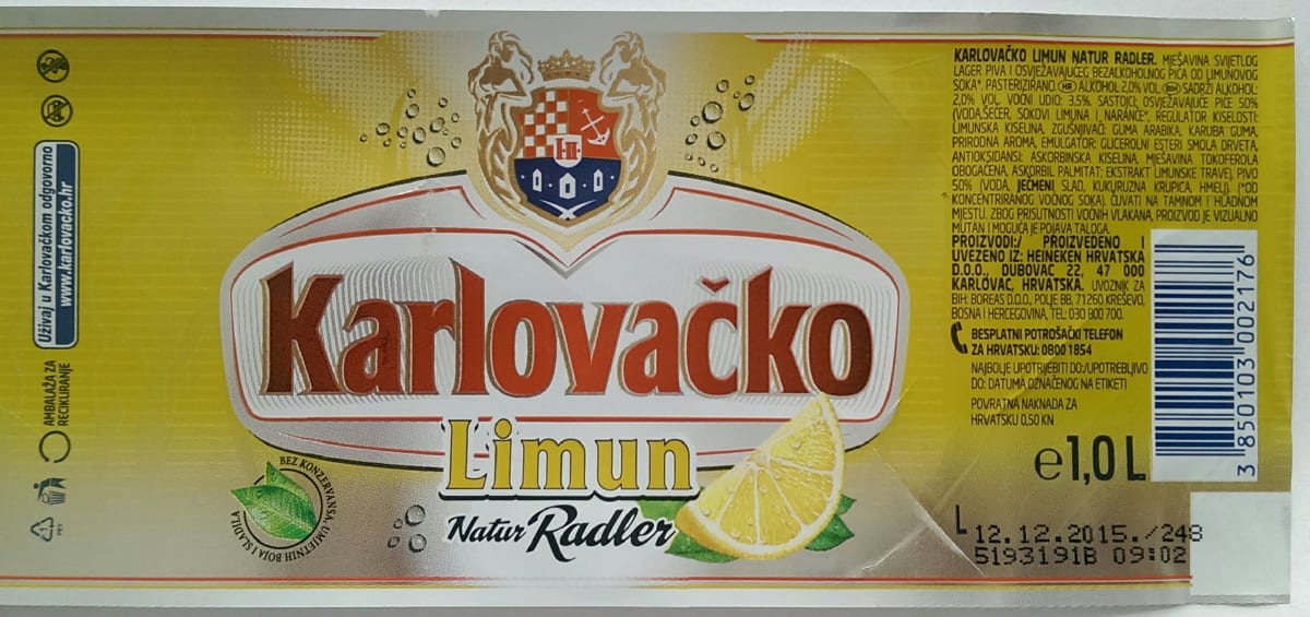 Karlovačko Limun Natur Radler