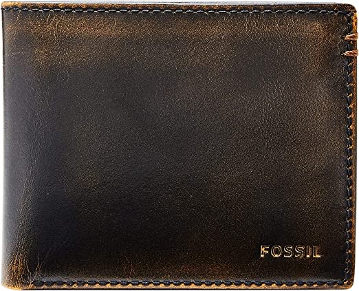 Men's Leather Bifold Wallet with Flip ID Window