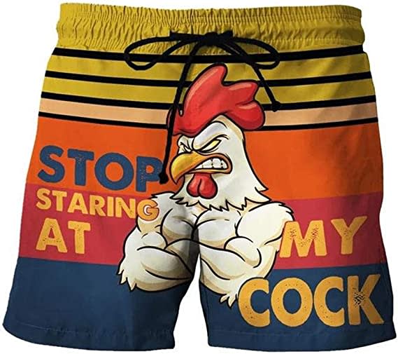 Dissolving Mens Swim Trunks Print Pant Shorts Special Cock Men Trouser Casual Drawstring Beach Board Shorts with Zipper