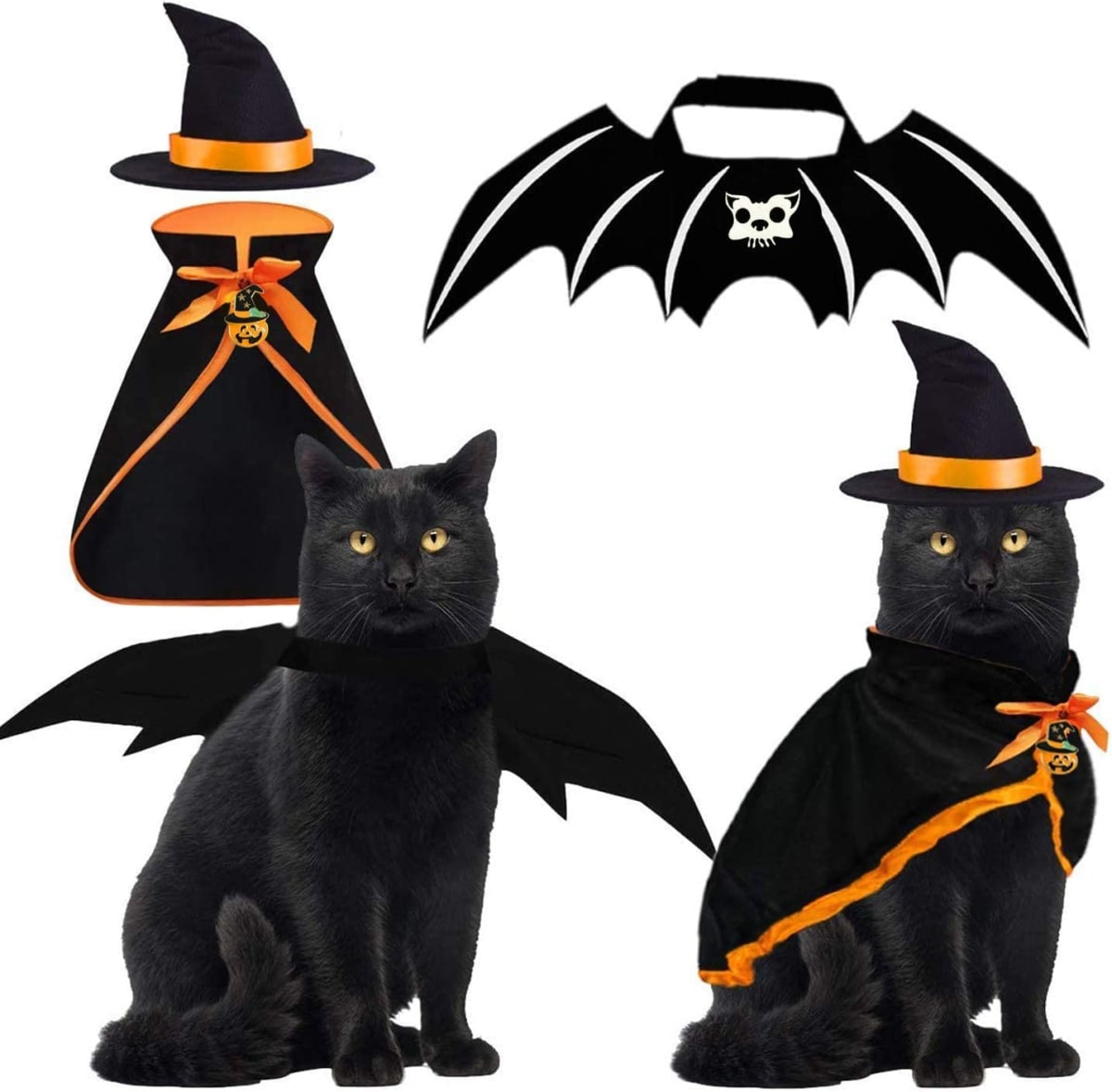 Halloween Cat Costume Bat Wings
