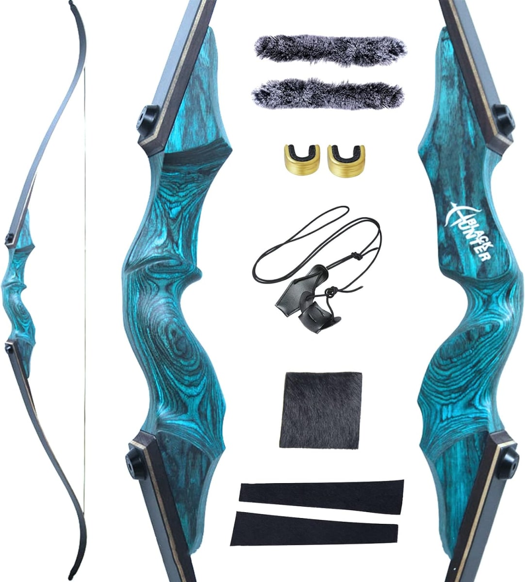 Black Hunter Takedown Recurve Bow, 60" Archery Bow for Hunting