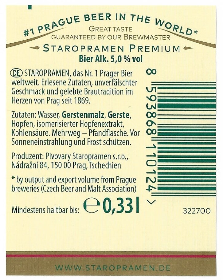 Staropramen Premium 0,33l Etk.B
