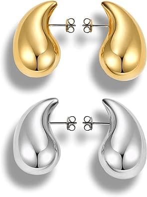 Gold Drop Hoop Earrings