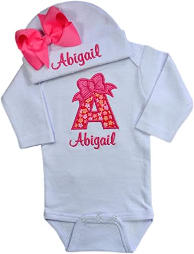 Baby Girl Embroidered INITIAL Bodysuit