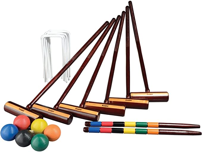 Franklin Sports Outdoor Croquet Set - 6 Player Croquet Set with Stakes, Mallets, Wickets, and Balls - Backyard/Lawn Croquet Set