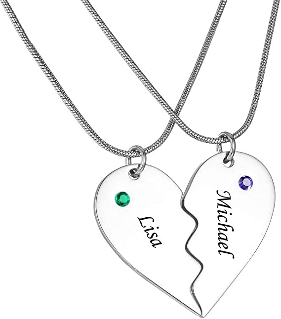 Stainless Steel Personalized Key Heart Puzzle Necklace