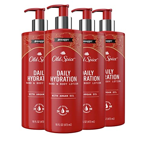 Old Spice Daily Hydration Hand & Body Lotion for Men, Swagger with Argan Oil, 16 oz, Pack of 4