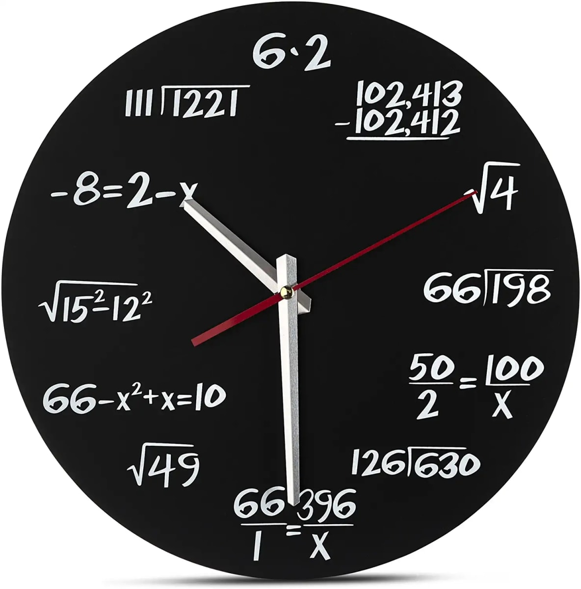 Math Wall Clock - Unique Wall Clock - Each Hour Marked by a Simple Math Equation