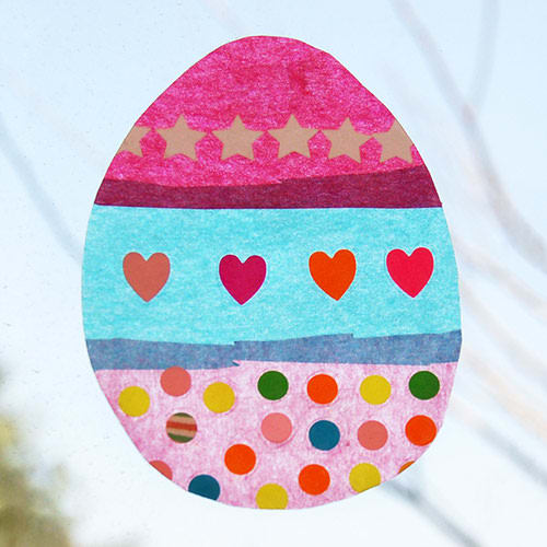Make Easter-themed sun catchers with tissue paper and contact paper