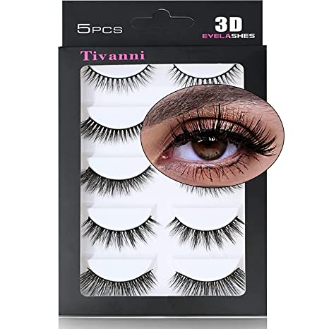 5 Styles Faux Mink Lashes Natural Look Wispy Cat Eye False Eyelashes for Beginners, Fluffy Fake Eyelashes Sets Pack, Lightweight Reusable lashes 5 Pairs Multipack