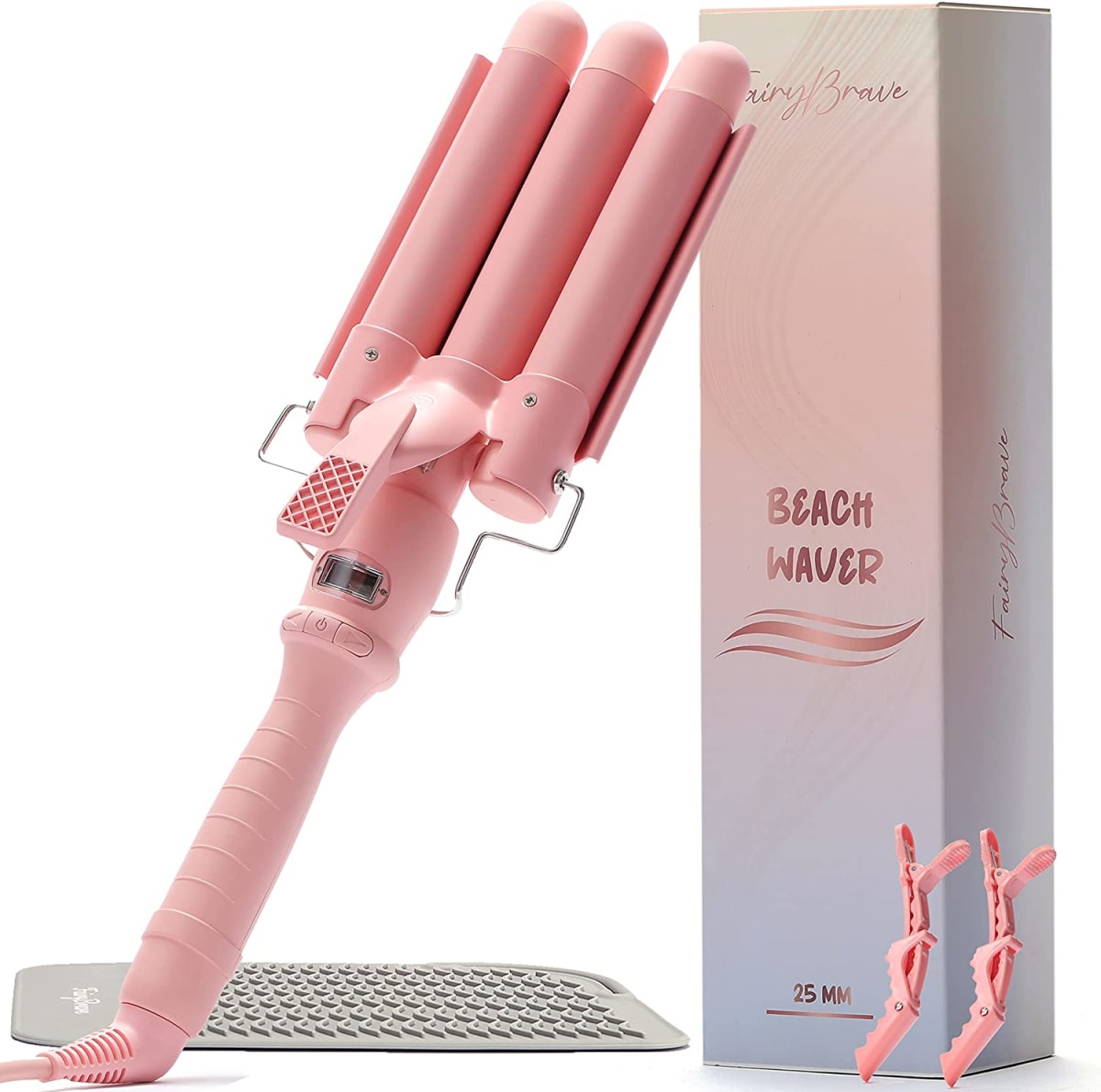 3 Barrel Curling Iron Wand - Triple Hair Waver & Crimper for Beach Waves Set, Ceramic Tourmaline with Adjustable Temperature