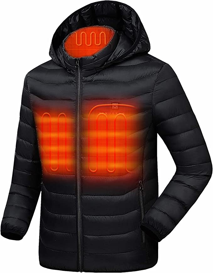 Venustas Heated Jacket with Battery Pack 5V (Unisex), Heated Coat for Women and Men with Detachable Hood