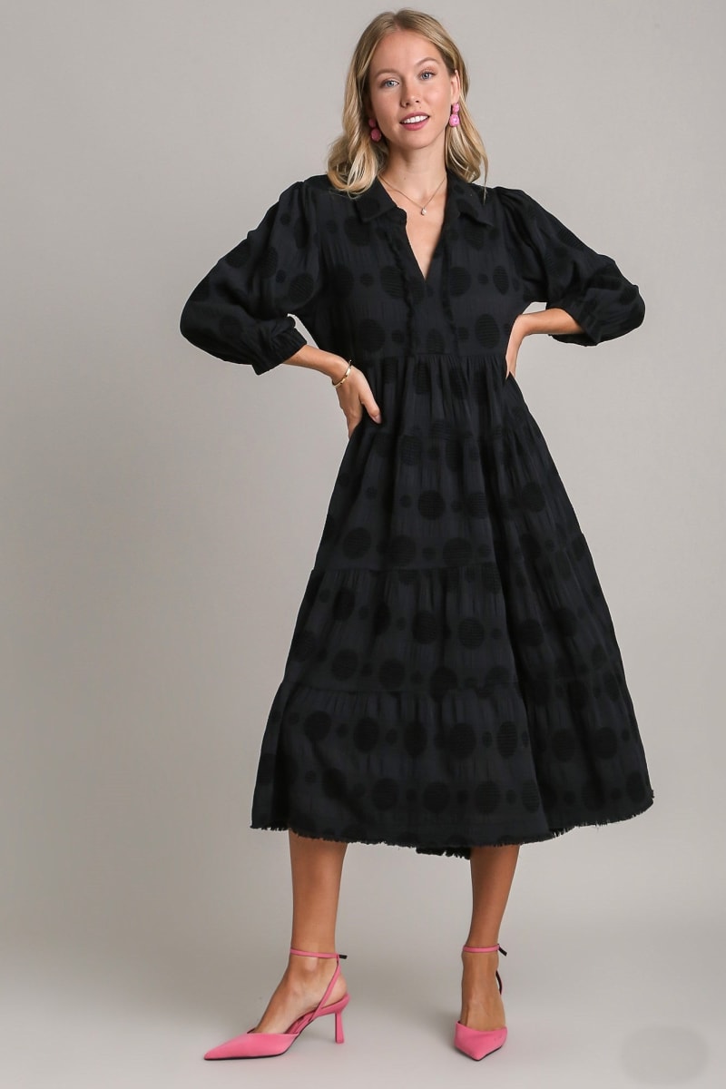 3. 👗 Umgee Tiered Midi Dress in Black
