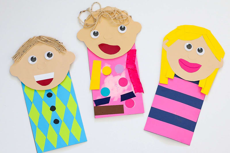 Create paper bag puppets
