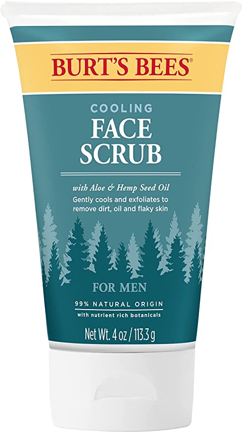 Burt's Bees Cooling Face Scrub with Aloe & Hemp for Men,White, 4 Oz