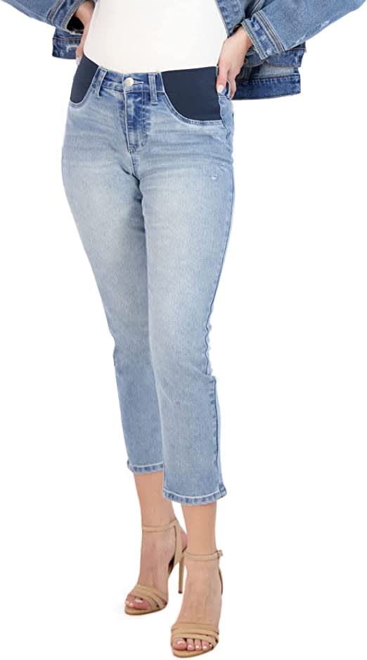 Maternity Jeans for Women – Straight Leg – Elastic High Waist Pants, Pregnancy Clothes for All Seasons