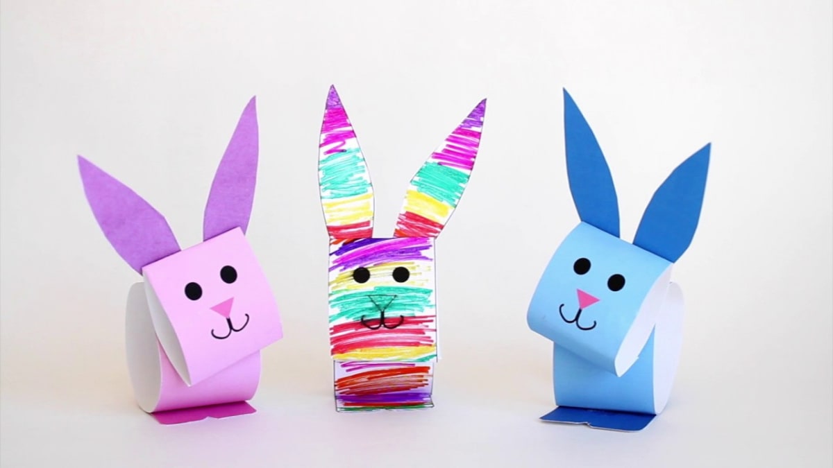 Make Easter bunny sock puppets