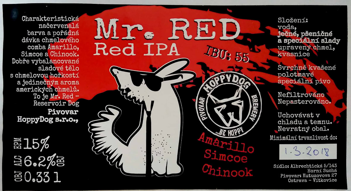 Hoppy dog Mr. Red IPA