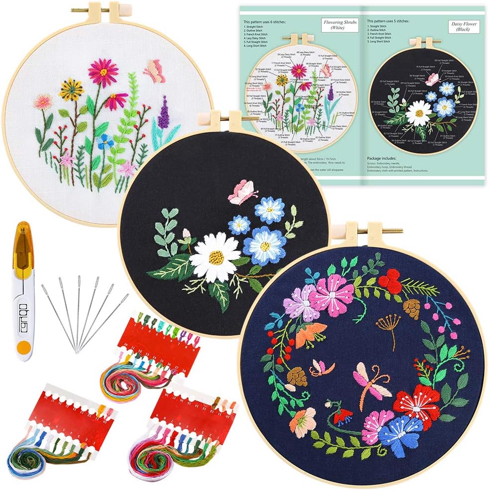 Embroidery Starter Kit with Pattern and Instructions