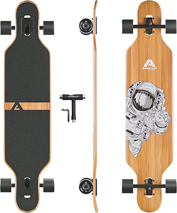 APOLLO Longboard Skateboards - Premium Long Boards for Adults, Teens and Kids. Cruiser Long Board Skateboard. Drop Through Longboards Made of Bamboo & Fiberglass - High-Speed Bearings & T-Tool