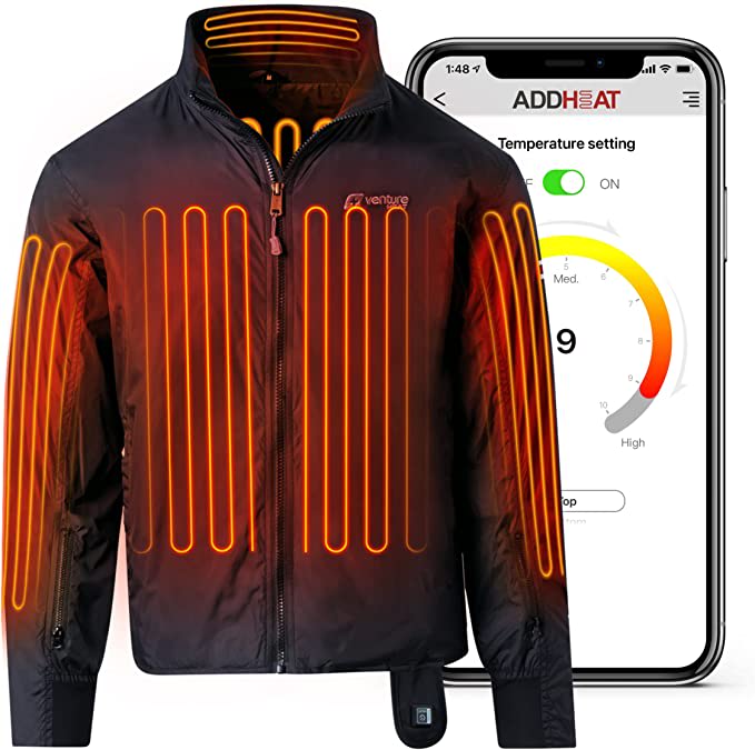 Venture Heat 12V Motorcycle Heated Jacket Liner with Bluetooth Control, 7 Heat Zone Protective Riding Gear - Men's