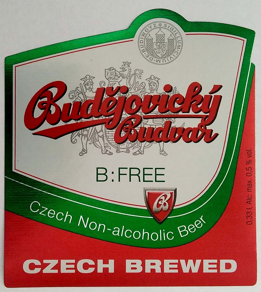 Budweiser Budvar B FREE Nonalcoholic 0,33l Czech brewed Etk. A
