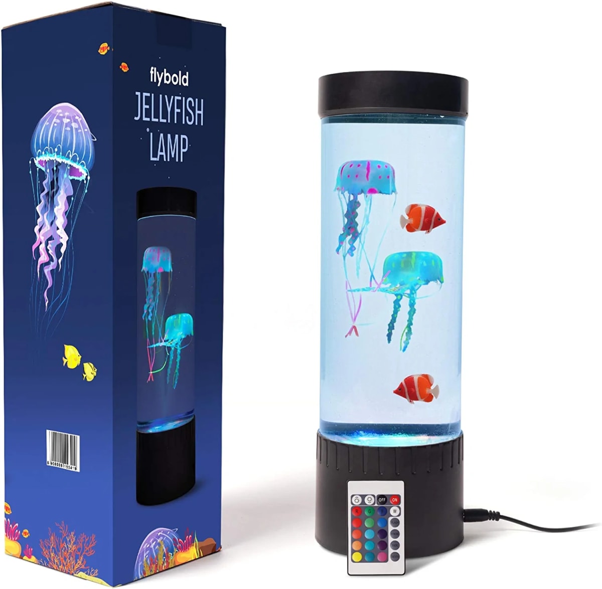 Jellyfish Lamp Jellyfish Lava Lamp Led with 20 Color Changing Light 2 Clownfish 2 Jelly Fish Lamp Remote for Live Jellyfish Aquarium Lamp Night Light Mood Desk Decor for Kids Bedroom