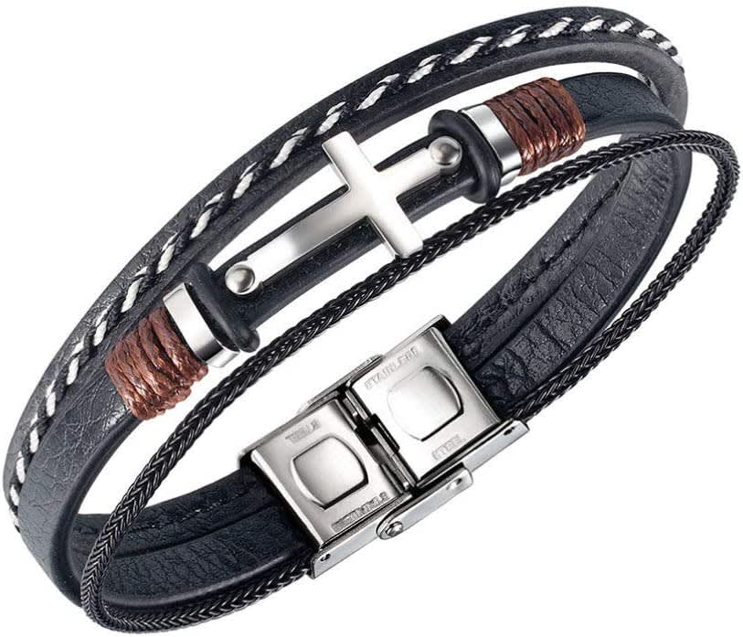 Holibanna Leather Braided Rope Bracelet