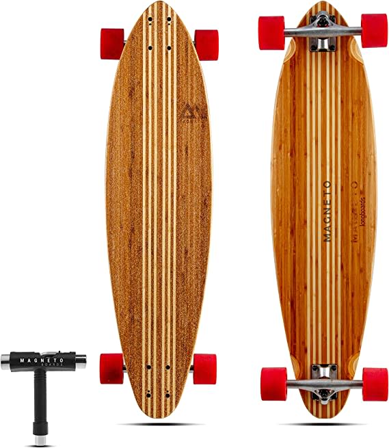 Hana Longboard Skateboard Collection | Bamboo with Hard Maple Core | Pintail, Cruising, Carving, Dancing, Free-Style Tricks Carver Drop Through Great for Teens Adults Men Women | Free Skate Tool
