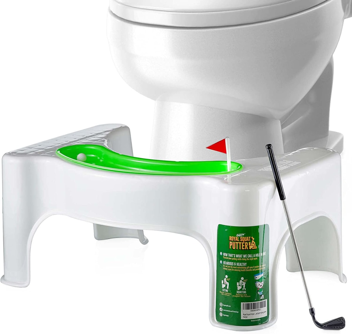Royal Squat Putter Bathroom Stool and Toilet Golf Game Set