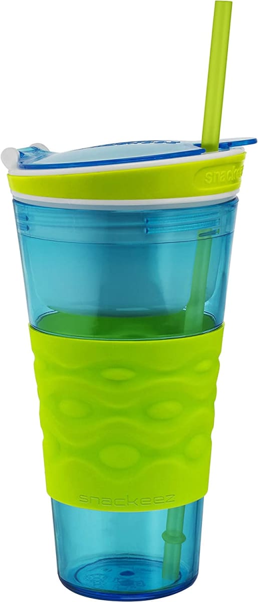 Travel Snack & Drink Cup with Straw