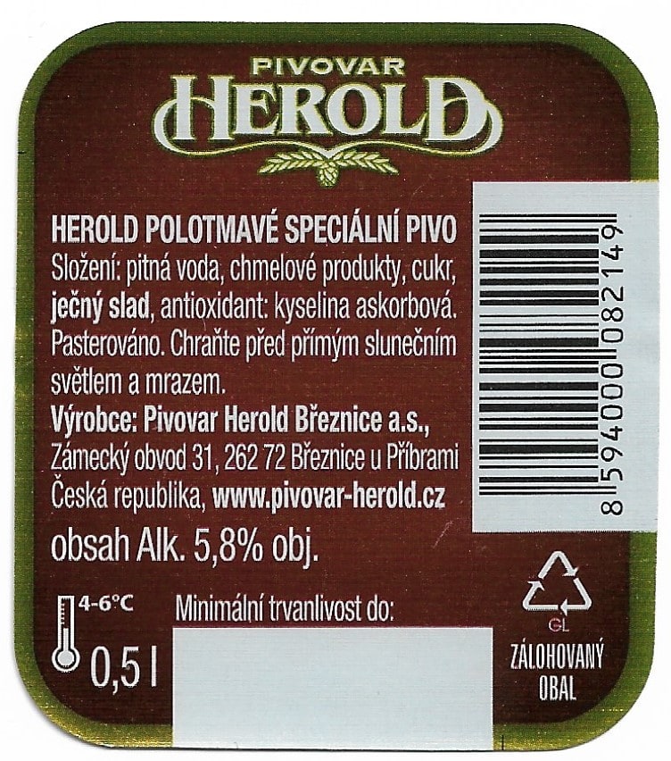 Herold Polotmavé speciální pivo Etk. B