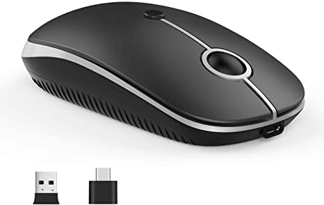 Type C MacBook Mouse, Vssoplor Wireless Mouse Dual Mode 2.4G USB C Cordless Mice with Nano USB and Type C Receiver Compatible with PC, Laptop, MacBook and All Type C Devices
