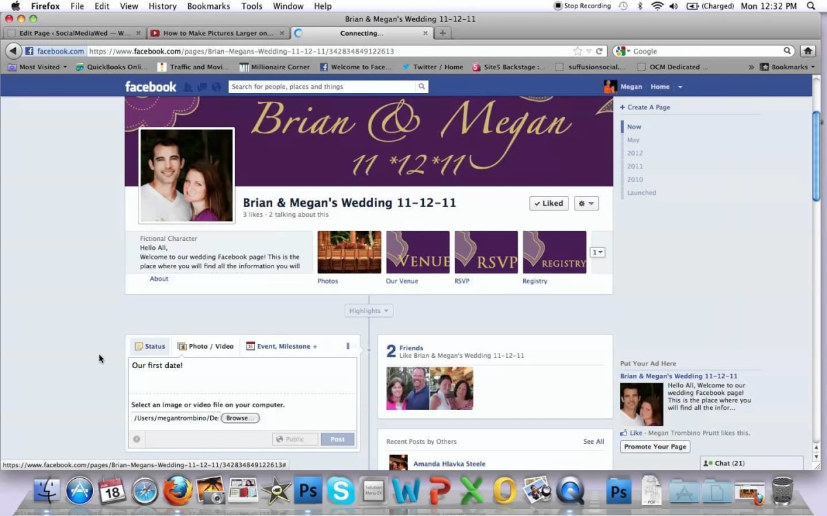 Create a wedding website or a Facebook page