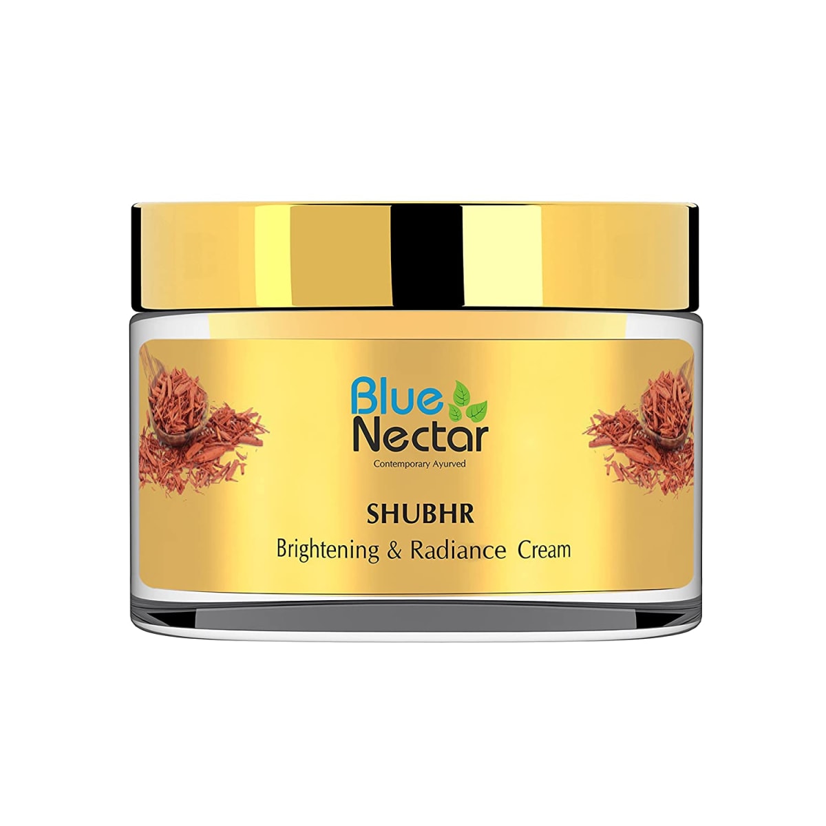 Blue Nectar Ayurvedic Sandalwood Radiance and Skin Brightening Cream | Moisturizing Day Cream for Women for Daily Use | Face Cream for Women with Sun Protection (13 Herbs 50 g)