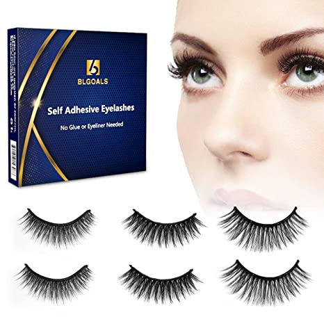 Reusable Self Adhesive Eyelashes No Glue or Eyeliner Needed, Easy To Apply 3 Secs To Put On, Stable/Non-slip False Lashes，Perfect Gift for Women (3-Pairs )