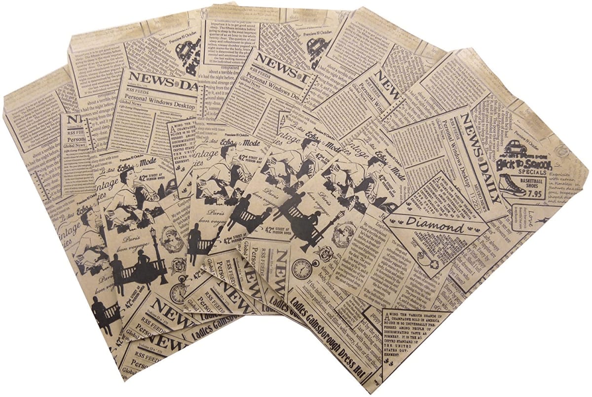Vintage newsprint bags