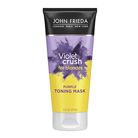 John Frieda Violet Crush Purple Toner Mask for Blonde Hair, Deep Conditioning Treatment, SLES/Sulfate and Paraben Free, Cruelty Free, 6 fl oz