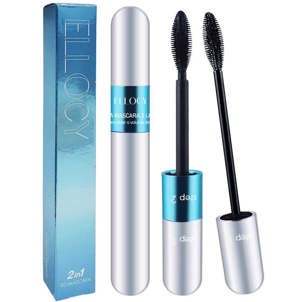 4D Silk Fiber Lash Mascara, 2 in 1 Mascara for Natural and Voluminous Look - Premium Thickening and Waterproof Mascara