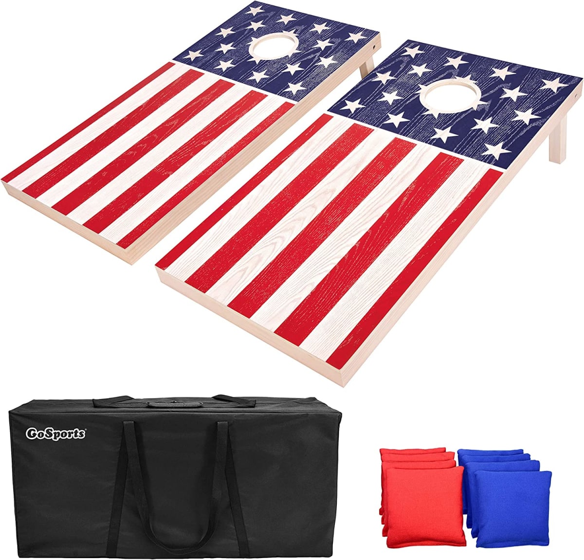 Flag Series Wood Cornhole Sets – Choose between American Flag and State Flags – Includes Two Regulation Size 4’ x 2’ Boards