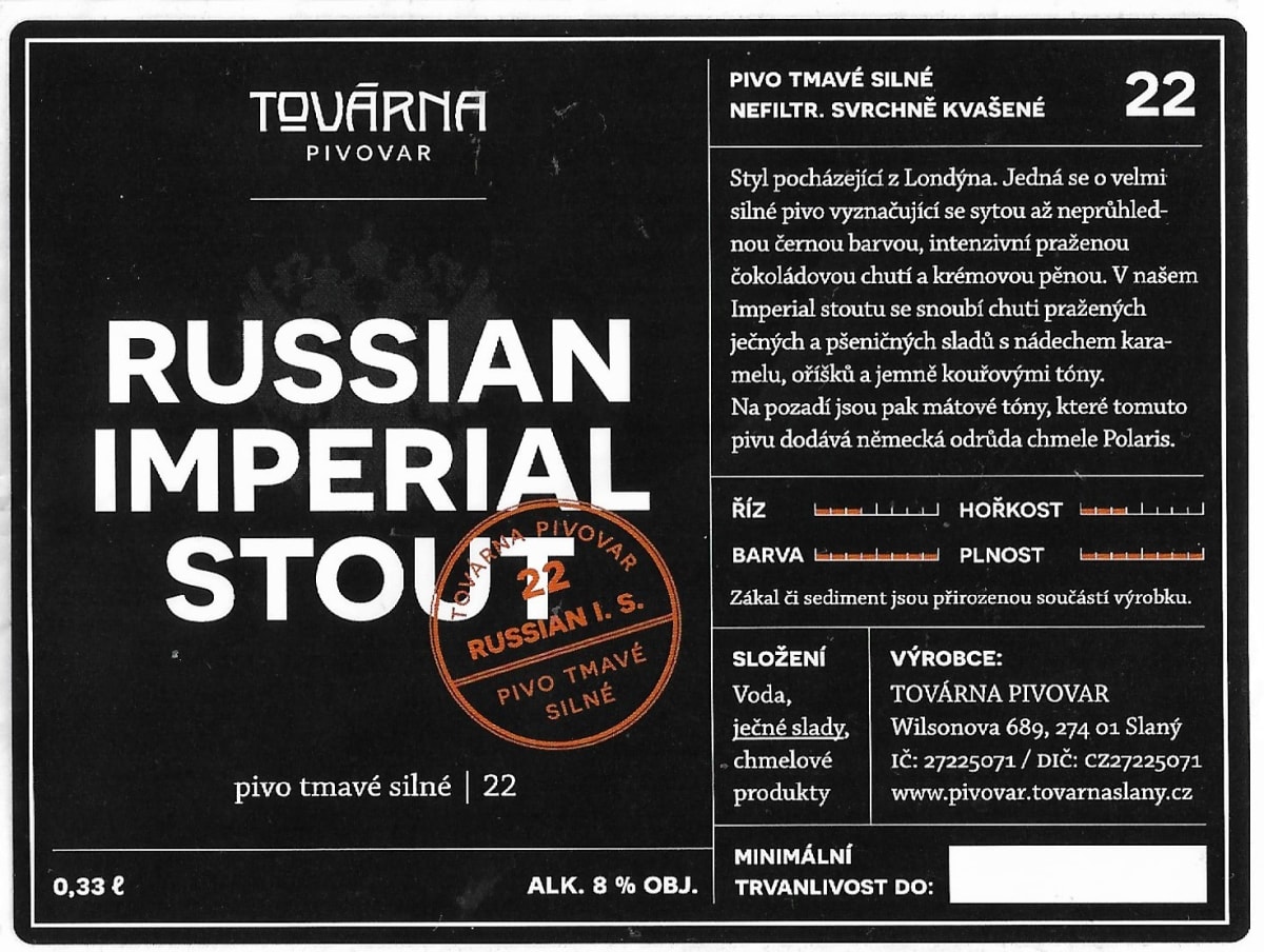 Továrna Russian Imperial Stout 22 Etk. A