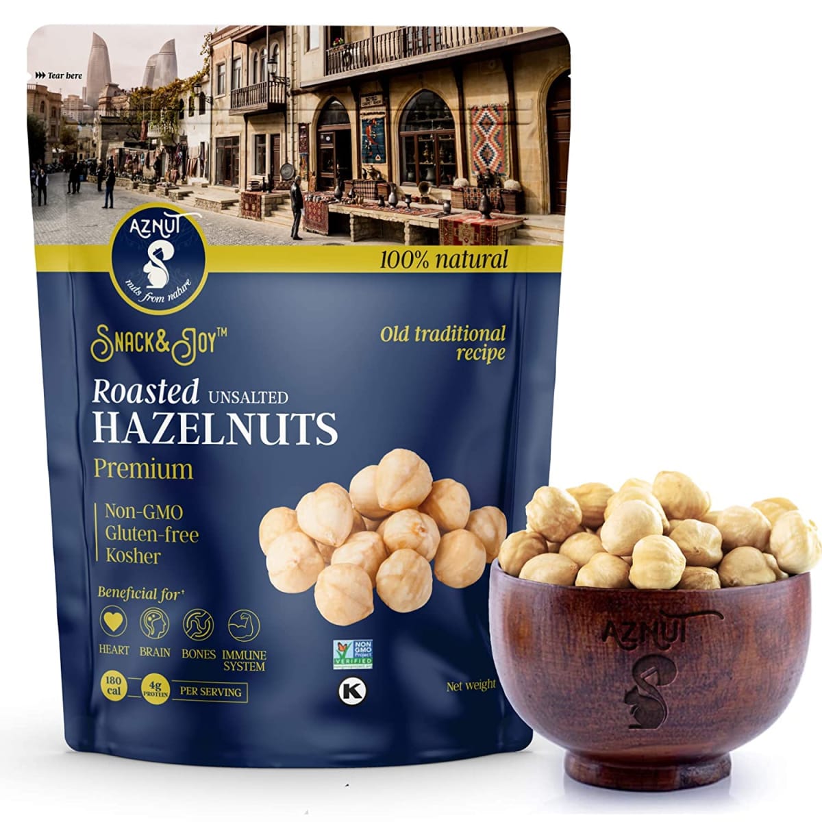 Roasted Unsalted Hazelnuts , Premium Quality 100% Natural Non-GMO Project Certified