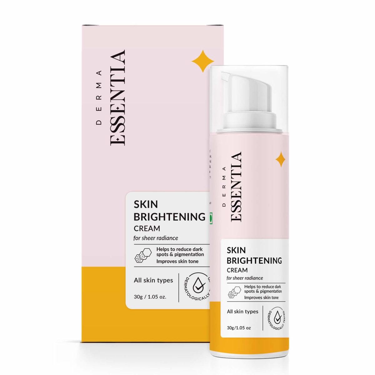 Derma Essentia Skin Brightening Face Cream 30gm for Reducing Dark Spots & Hyper Pigmentation & Age Spots & Melasma with Natural ingredients like Sabiwhite, Pterowhite and Belides for Anti-Oxidant and UV Protection | All Skin Types | No Harsh Chemicals