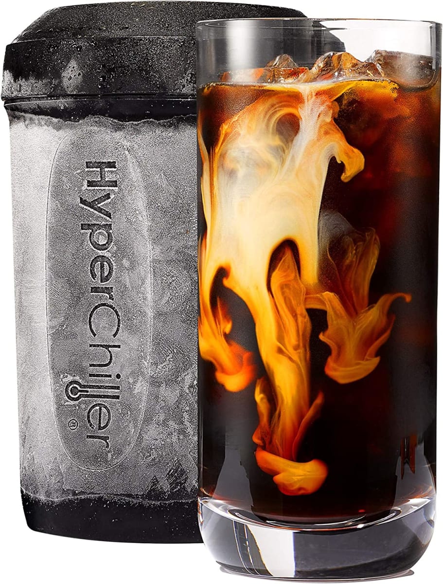 HyperChiller HC2 Patented Iced Coffee/Beverage Cooler, NEW, IMPROVED,STRONGER AND MORE DURABLE! Ready in One Minute, Reusable for Iced Tea, Wine, Spirits, Alcohol, Juice, 12.5 Oz, Black