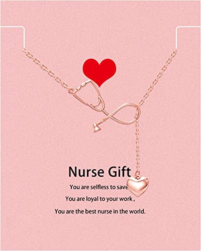 Nurse Gifts for Women Silver Stethoscope Nurse Necklace Heart Initial Pendant Necklace Letter Necklace for Doctors and Nurses chrismtas gift